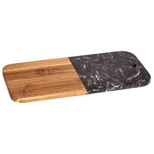 TABLA CORTAR KINVARA MADERA/MARMOL NEGRO 38X18CMS